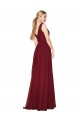 Affordable Soft Chiffon Burgundy A-Line V-Neck Long Bridal Party Dress UK