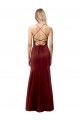 Affordable Stretch Crepe Burgundy Gold Mermaid Halter Neck Long Wedding Party Dress UK