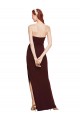Affordable Stretch Crepe Burgundy Gold Sheath Strapless Long Evening Dresses UK