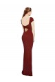 Affordable Stretch Crepe Burgundy Mermaid Round Neck Long Evening Dress UK