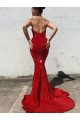 Affordable Velvet Sequin Burgundy Mermaid Sweetheart Court Train Long Evening Dress UK