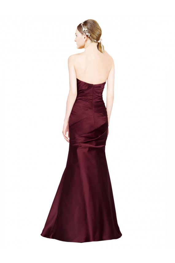 Affordable Luxe Satin Burgundy Mermaid Sweetheart Long Sleeveless Evening Dress UK