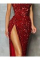 Affordable Velvet Sequin Burgundy Sheath Strapless Long Evening Dress UK