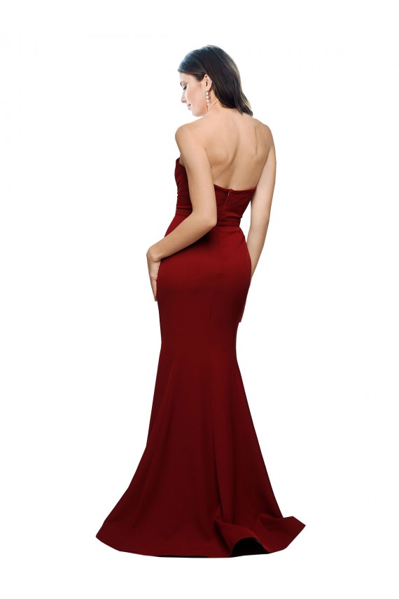 Affordable Stretch Crepe Burgundy Sheath Sweetheart Long Evening Dress UK