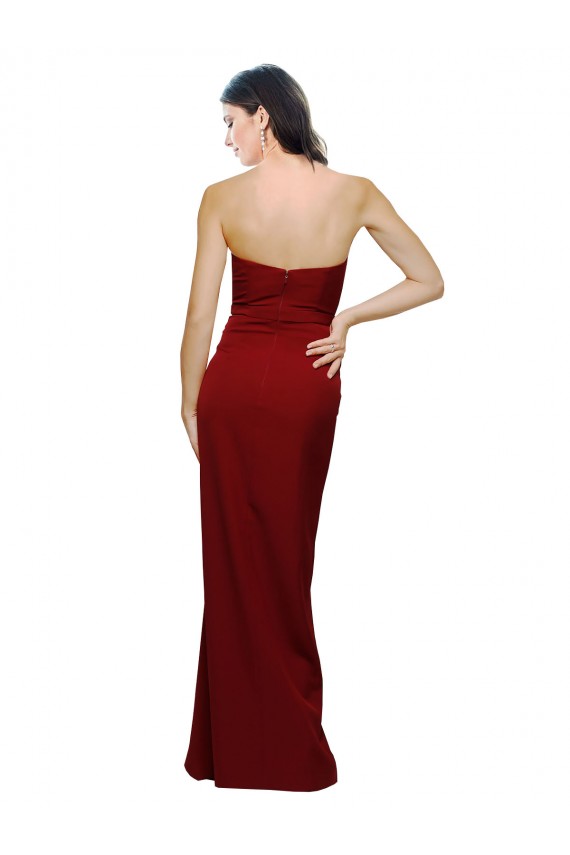 Affordable Stretch Crepe Burgundy Sheath Sweetheart Long Wedding Party Dress UK