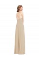 Affordable Soft Chiffon Champagne A-Line V-Neck Long Maxi Evening Dress UK
