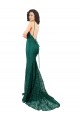 Affordable Lace Dark Green Mermaid V-Neck Long Semi Formal Evening Dress UK