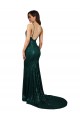Affordable Sequin Dark Green Mermaid V-Neck Long Sexy Evening Dress UK