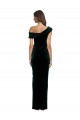 Affordable Stretch Velvet Dark Green Sheath Off the Shoulder Long Evening Dress UK