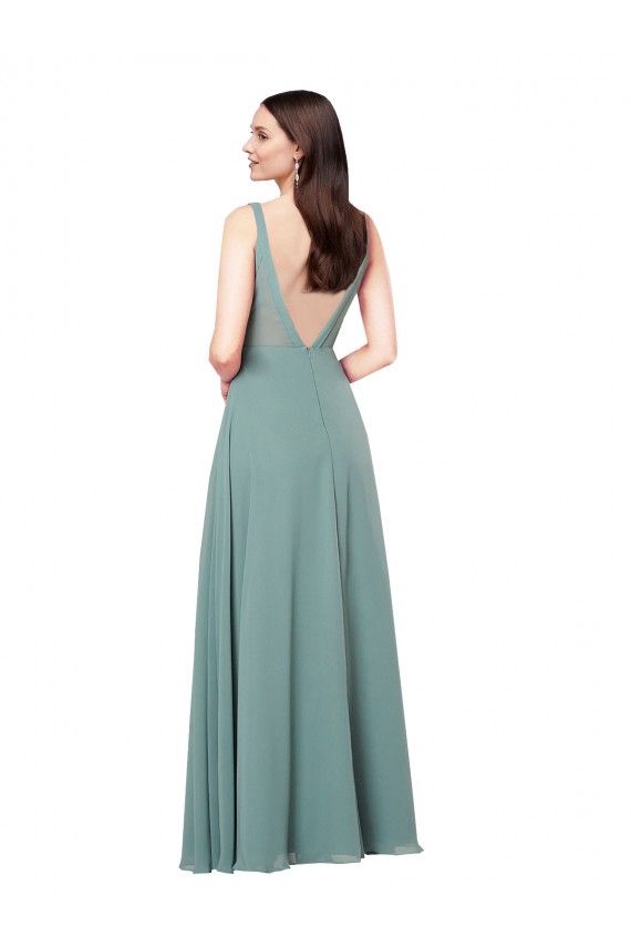 Affordable Soft Chiffon Dark Lavender Sheath V-Neck Long Sexy Evening Dress UK