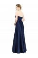 Affordable Stretch Satin Dark Navy A-Line Sweetheart Long Wedding Party Dress UK