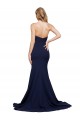 Affordable Stretch Crepe Dark Navy A-Line Sweetheart Sweep Train Wedding Party Dress UK