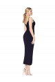 Affordable Stretch Crepe Dark Navy Mermaid Spaghetti Straps Knee Length Evening Dress UK