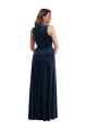Affordable Stretch Velvet Dark Navy Sheath V-Neck Long Maxi Evening Dress UK