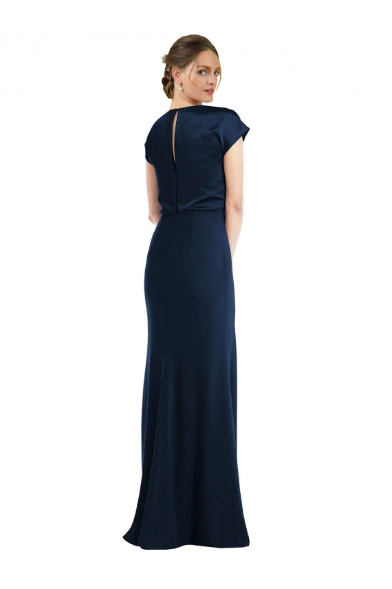 Affordable Stretch Crepe Dark Navy Trumpet Off the Shoulder Long Evening Dress UK