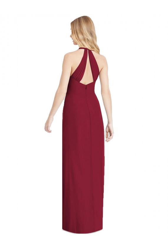 Affordable Soft Chiffon Desert Rose Trumpet Halter Neck Long Maxi Evening Dress UK