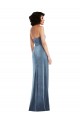 Affordable Stretch Velvet Dusty Blue Sheath Strapless Long Maxi Wedding Party Dress UK