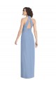 Affordable Luxe Chiffon Dusty Blue Trumpet Halter Neck Long Evening Dress UK