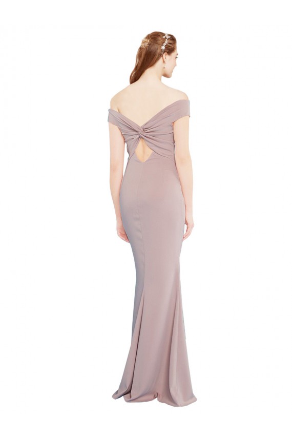 Affordable Stretch Crepe Dusty Pink Mermaid Off the Shoulder Long Evening Dress UK