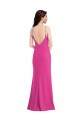 Affordable Stretch Crepe Fuchsia Trumpet Halter Neck Long Maxi Evening Dress UK