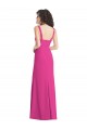Affordable Stretch Crepe Fuchsia Trumpet Square Neck Long Maxi Evening Dress UK