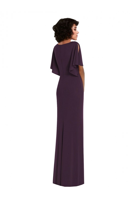 Affordable Spandex Grape Sheath V-Neck Long Maxi Evening Dress UK