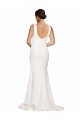 Affordable Stretch Crepe Ivory Sheath Square Neck Sweep Train Semi Formal Evening Dress UK