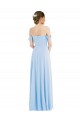 Affordable Soft Chiffon Light Sky Blue A-Line Off the Shoulder Long Maxi Wedding Party Dress UK