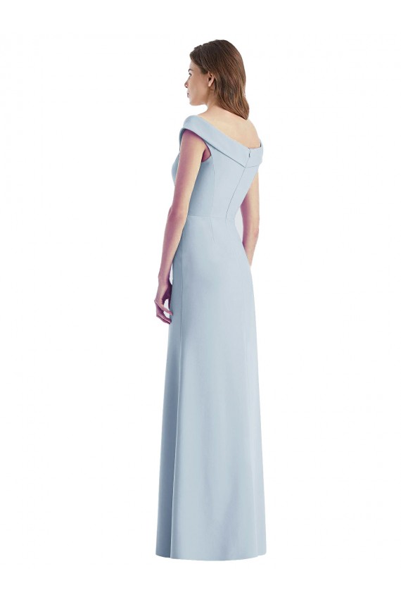 Affordable Stretch Crepe Light Sky Blue A-Line Off the Shoulder Long Semi Formal Evening Dress UK