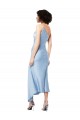 Affordable Silky Satin Light Sky Blue A-Line One Shoulder Midi Length Evening Dress UK
