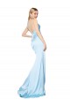 Affordable Stretch Satin Light Sky Blue Mermaid High Neck Long Sexy Evening Dress UK
