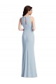 Affordable Stretch Crepe Light Sky Blue Trumpet Halter Neck Long Maxi Wedding Party Dress UK