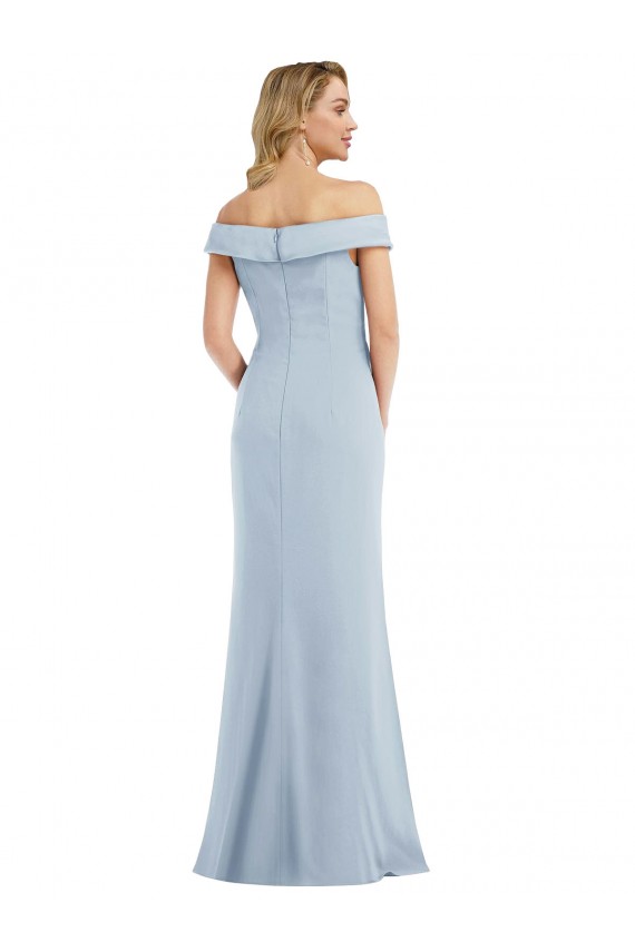 Affordable Stretch Crepe Light Sky Blue Trumpet Off the Shoulder Long Semi Formal Evening Gown UK