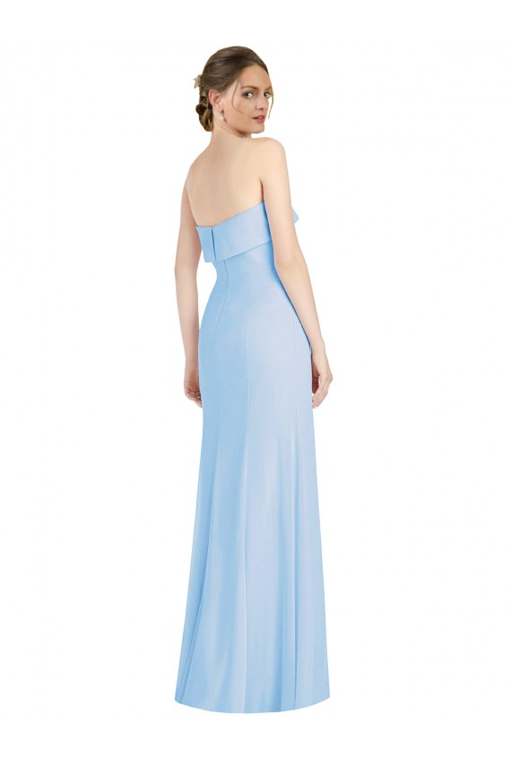 Affordable Soft Chiffon Light Sky Blue Trumpet Strapless Long Evening Dress UK