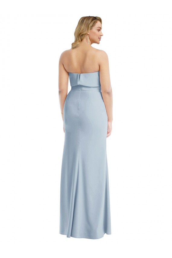 Affordable Stretch Crepe Light Sky Blue Trumpet Strapless Long Evening Dress UK