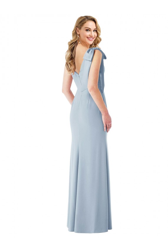 Affordable Stretch Crepe Light Sky Blue Trumpet V-Neck Long Semi Formal Evening Dress UK