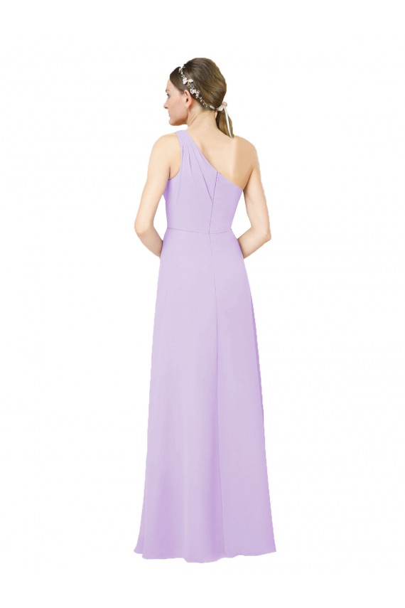 Affordable Soft Chiffon Lilac Sheath One Shoulder Long Evening Dress UK