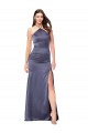 Affordable Silky Satin Dusk Mermaid Halter Neck Long Sexy Evening Dress UK