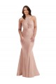 Affordable Silky Satin Dusty Pink Mermaid Halter Neck Long Plus Size Evening Dress UK