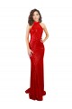Affordable Sequin Red Mermaid Halter Neck Long Evening Dress UK