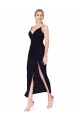 Affordable Soft Chiffon Dark Navy Mermaid V-Neck Knee Length Sexy Wedding Party Dress UK