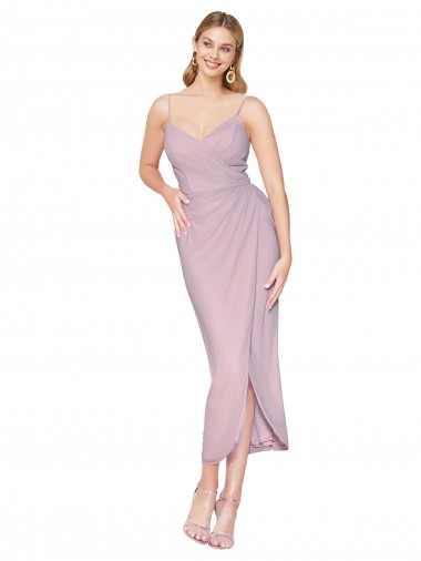 Affordable Soft Chiffon Primrose Mermaid Spaghetti Straps Knee Length Sexy Evening Dress UK