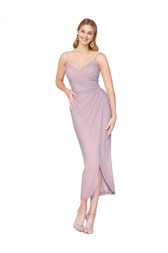 Affordable Soft Chiffon Primrose Mermaid Spaghetti Straps Knee Length Sexy Evening Dress UK