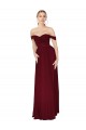 Affordable Soft Chiffon Burgundy Mermaid Off the Shoulder Long Bridal Party Dress UK