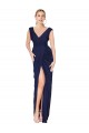 Affordable Soft Chiffon Dark Navy Mermaid V-Neck Long Sexy Evening Dress UK