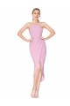 Affordable Stretch Crepe Orchid Mermaid Halter Neck Knee Length Evening Dress UK