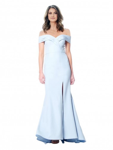 Affordable Stretch Crepe Light Sky Blue Mermaid Off the Shoulder Long Evening Dresses UK