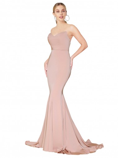 Affordable Stretch Crepe Mauve Mermaid Sweetheart Long Sexy Evening Dress UK