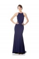 Affordable Stretch Crepe Navy Blue Mermaid Halter Neck Long Sleeveless Evening Dress UK