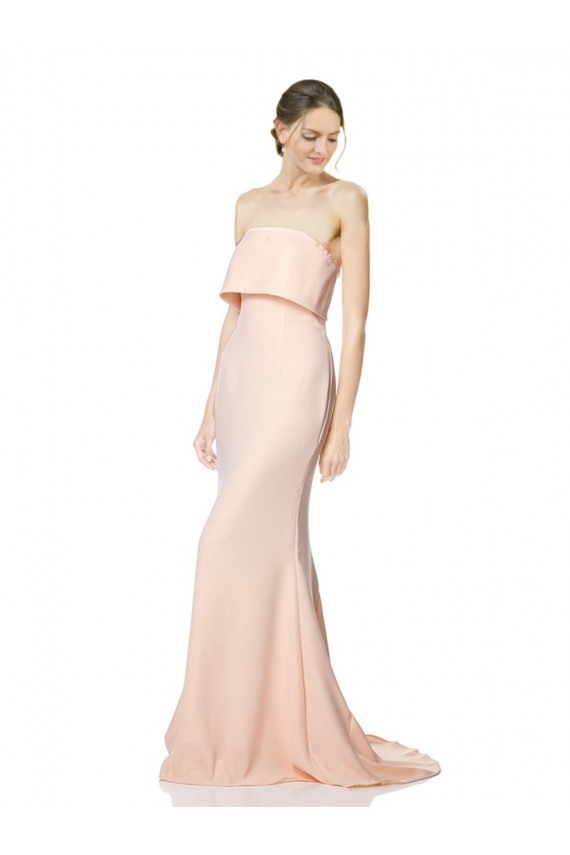Affordable Stretch Crepe Nude Mermaid Strapless Long Maxi Evening Dress UK